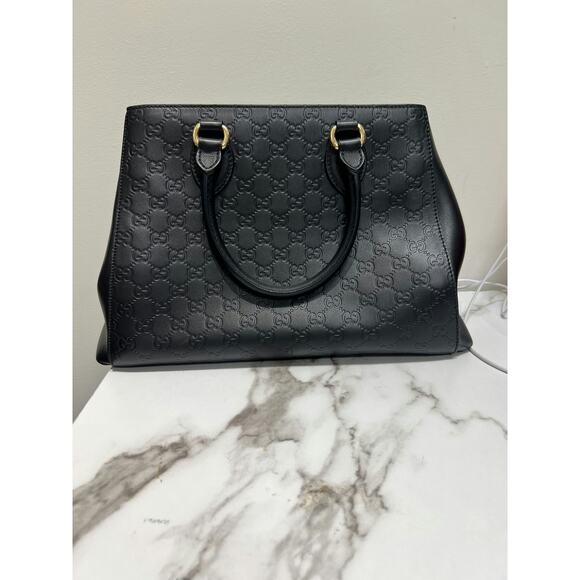 Gucci Soft Guccissima Signature Top Handle Tote Bag Black - Excellent Condition - Picture 3 of 9